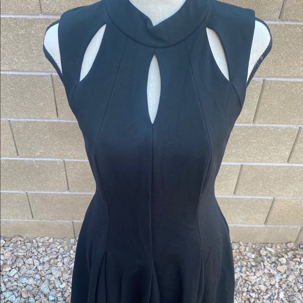 Black Alfani Dress With Peep & Pleated Details